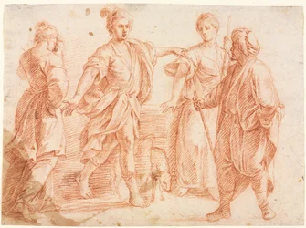 Jacob and Laban with Rachel and Leah recto, 1600s