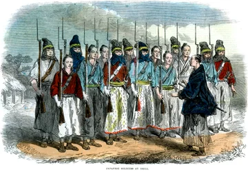 Japanese soldiers at drill