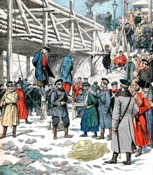 Japanese spies being hanged, Russo-Japanese War, 1904-5