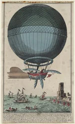 Jean Pierre Blanchard and John Jefferies Arriving in Calais After Crossing the English Channel in a Hot Air Balloon
