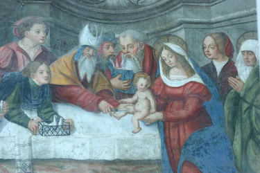 Jesus at the Temple fresco on Saint Mary