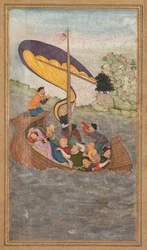 Jesus being awakened during a tempest on the Sea of Galilee, from a Mirat al-quds..., 1602-1604