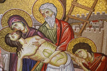 Jesus Down from the Cross (Detail), Holy Sepulchre Church, Jerusalem, Israel