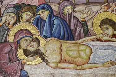 Jesus Laid in the New Tomb of Joseph of Arimathea (Detail), Holy Sepulchre Church, Jerusalem, Israel
