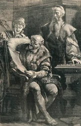 John Gutenberg Showing Part of the First Printed Book to Faust