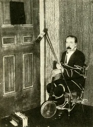 John Nevil Maskelyne Performs a Spirit Cabinet Illusion, c1910