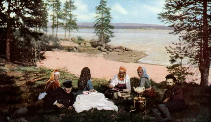 Karelians Having Tea by a River, Near Archangel, Russia, c1930s