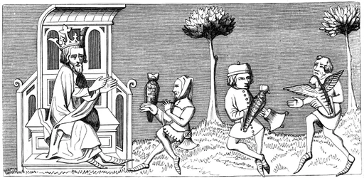 King Modus teaching the art of falconry