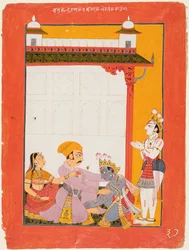 Krishna and Balarama Touching the Feet of Vasudeva and Devaki, 1730-40