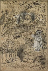 Krishna and Radha Under Mt. Govardhan