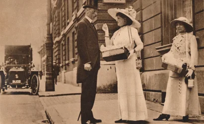 Lady Pilkington selling roses at the first anniversary of Alexandra Rose Day
