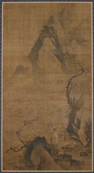 Landscape: mountain and water, a figure under a plum tree, 16th-early 17th century