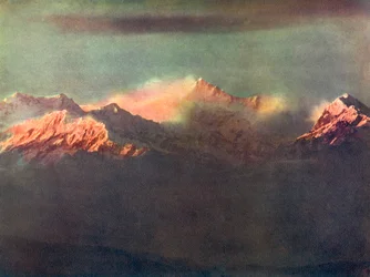 Last Rays of Light on Kinchenjunga, c1910