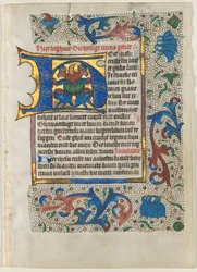 Leaf Excised from a Book of Hours: Decorated Initial H, c. 1470-1480