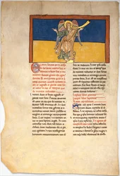Leaf from a Beatus Manuscript: the Seventh Angel Proclaims the Reign of the Lord, ca. 1180