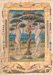 Leaf from a Book of Hours: Adam and Eve and the Fall of Man, recto, c. 1510