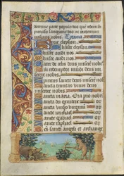 Leaf from a Book of Hours: Ape Hunting Wild Boars