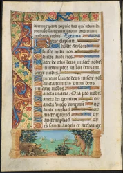 Leaf from a Book of Hours: Ape Hunting Wild Boars recto and Ape Fishing verso