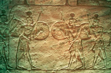 Limestone relief showing Hittite soldiers, Temple of Abu Simbel, Egypt, 14th-13th century BC