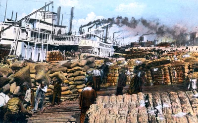 Loading Cotton onto a Ship, Memphis, Tennessee, USA, c1900s