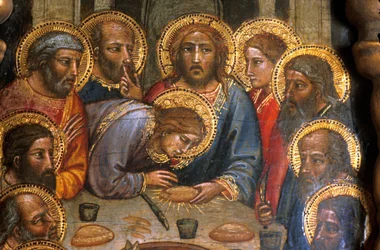 Nantes/Musee des Beaux Arts - La Cene (detail) by Mariotto di Nardo - Italian Primitive of the 14th Century