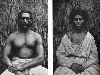 Male and Female Hawaiians in Full Face