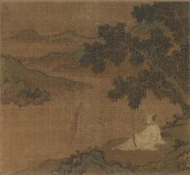 Man on a Hillside under a Tree Overlooking a River, Ming Dynasty
