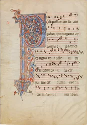 Manuscript Leaf with Foliated Initial P, from an Antiphonary