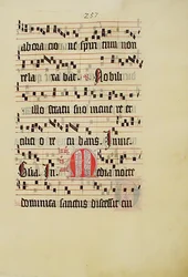 Manuscript Leaf with Initial M, from an Antiphonary