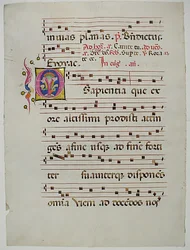 Manuscript Leaf with Initial O, from an Antiphonary, Italian, 15th century