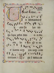 Manuscript Leaf with Initial V, from an Antiphonary, German, second quarter 15th century