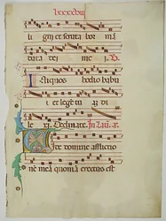 Manuscript Leaf with Initial V, from an Antiphonary, Italian, 15th Century