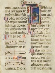Manuscript Leaf with King David in an Initial I, from a Psalter