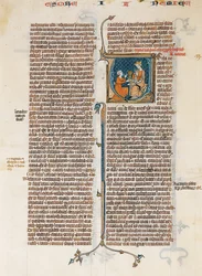 Manuscript Leaf with Opening of The Book of Nehemias, from a Bible