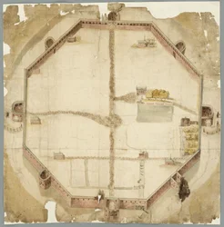 Map from 1530 Showing the Planned but Never Executed Walls of The Hague, the Netherlands