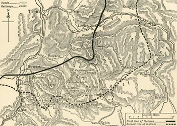 Map illustrating the Austrian Attack in the Trentino, May, 1916, c1920