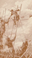 Marbot and Labédoyère Scaling the Wall at Ratisbon, 1809