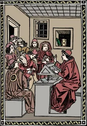 Master with his Students. Christoforo Landino