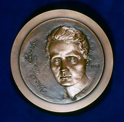 Medal commemorating Marie Sklodowska Curie, Polish-born French physicist, 1967
