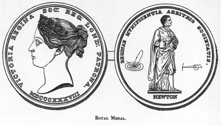 Medal showing Sir Isaac Newton, English mathematician
