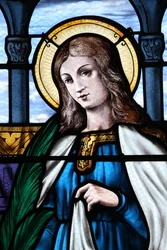 Mezilles Church, Stained Glass Window: Saint Eliane, France