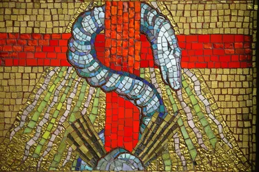 Mosaic. Saint Blaise Church. The Snake, Vichy, France