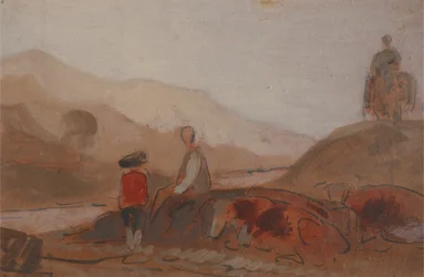 Mountainous Landscape with Figures by a Lake, 1825-1830