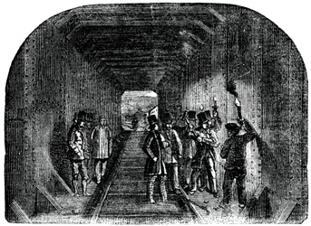 Mr Stephenson putting in the last rivet, 1886