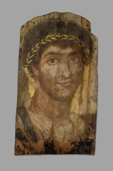 Mummy Portrait of a Man Wearing a Laurel Wreath, Fayum, Early to Mid-2nd Century
