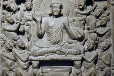 National Museum of India, Delhi. Ayaga frieze depicting scenes from Buddha