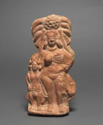 Nature Divinity Yakshi with Dwarf Hermaphrodite, c. 100 BC
