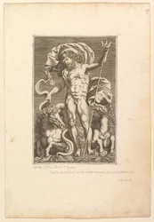 Neptune Between Two Sea Horses
