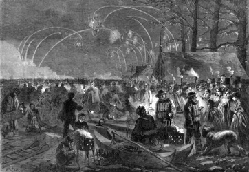 Night scene on the Serpentine, London, 19th century