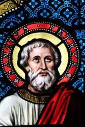 Notre-Dame Saint-Lazare collegiate church, Stained glass window, Saint Peter, Avallon, France